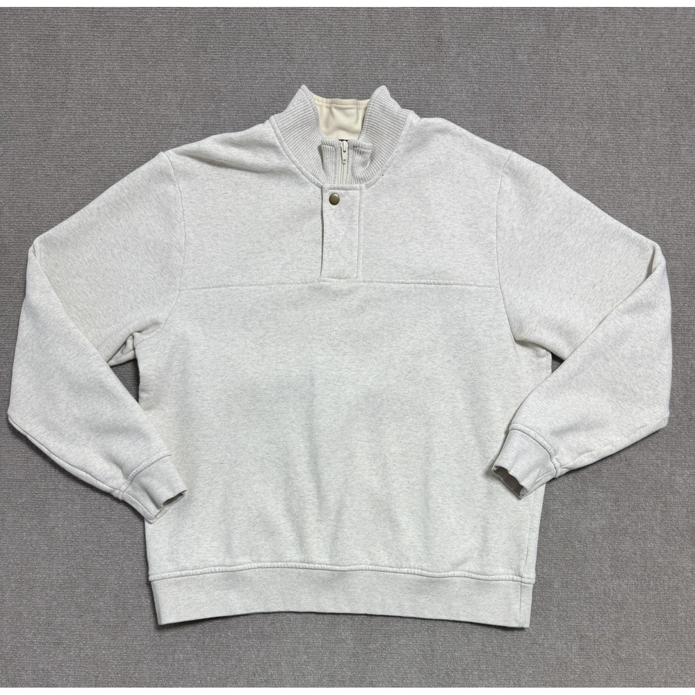 Orvis Sweatshirt Mens XL Gray‎ Quarter Zip Snap Placket Mock Neck Warm Pullover